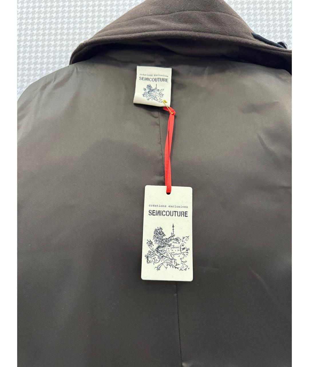 SEMICOUTURE Коричневое шерстяное пальто, фото 3