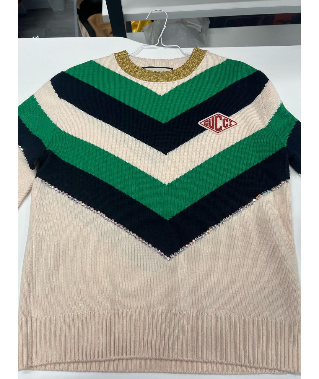 GUCCI Бежевый шерстяной джемпер / свитер, фото 8