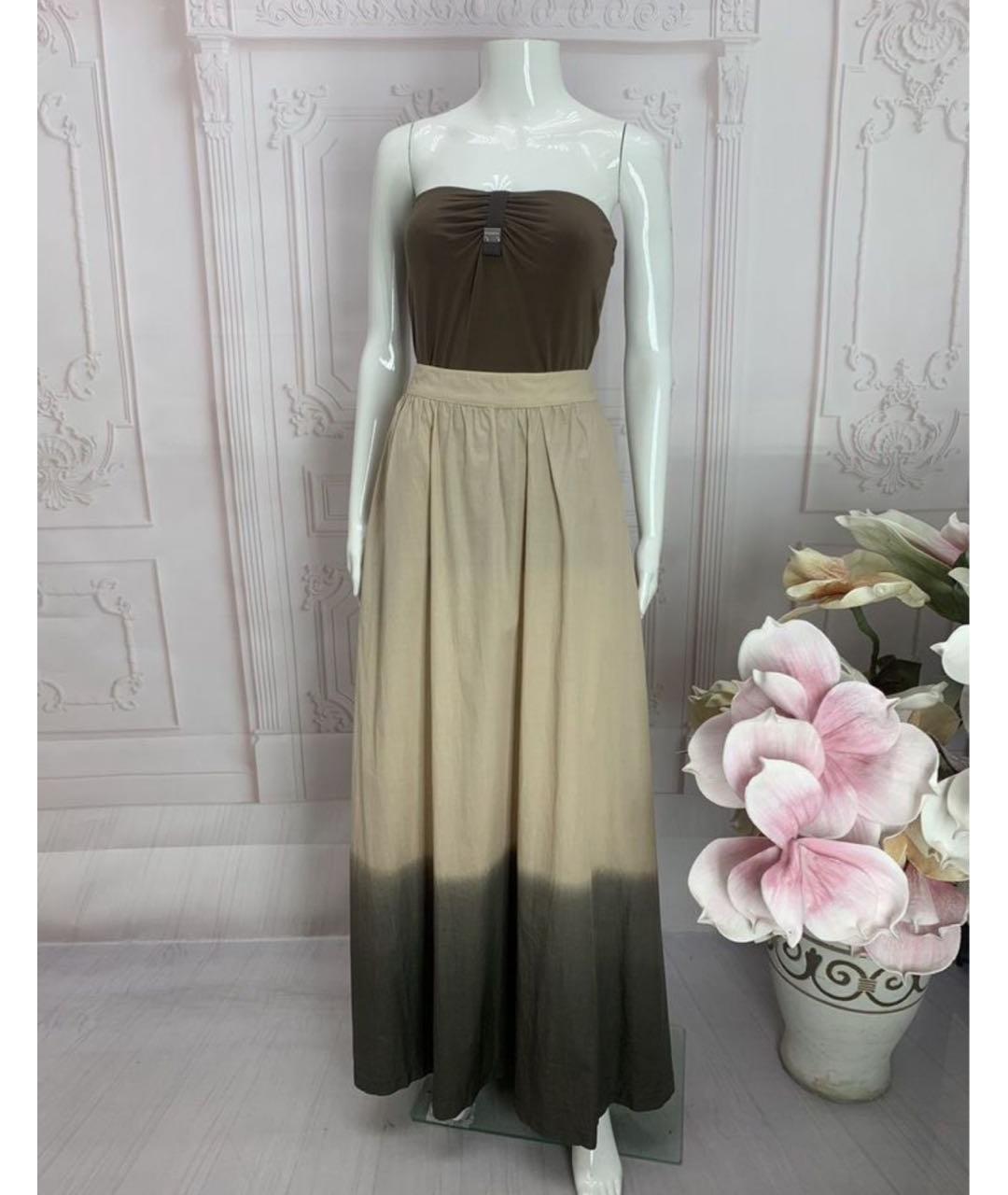 NUDE Бежевая хлопковая юбка макси, фото 5