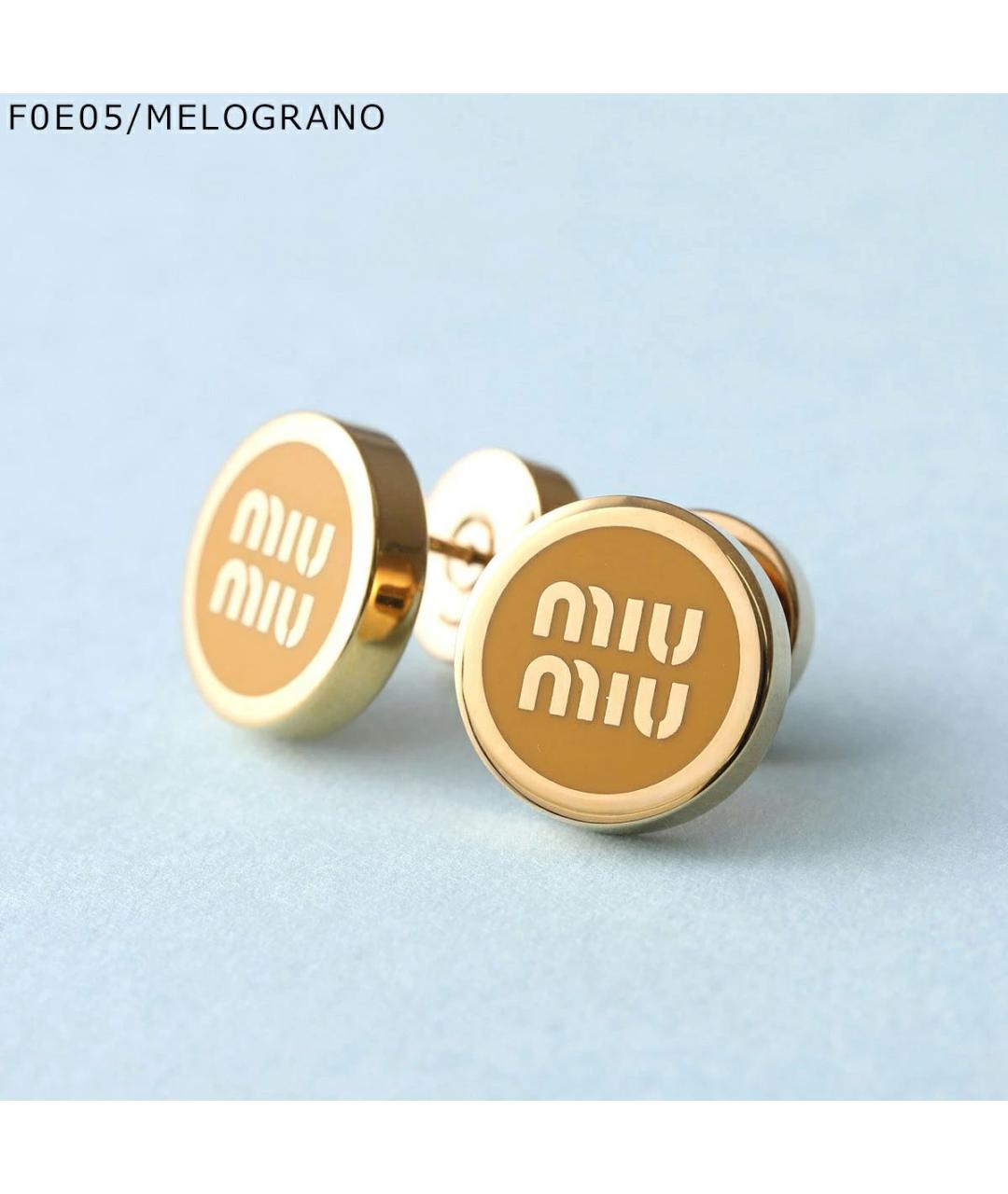 MIU MIU Коричневые металлические серьги, фото 6