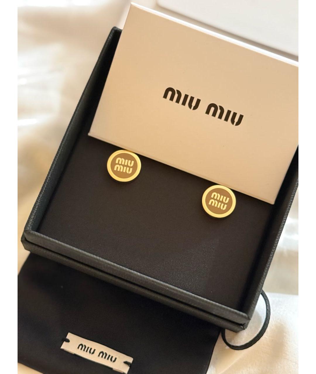 MIU MIU Коричневые металлические серьги, фото 2