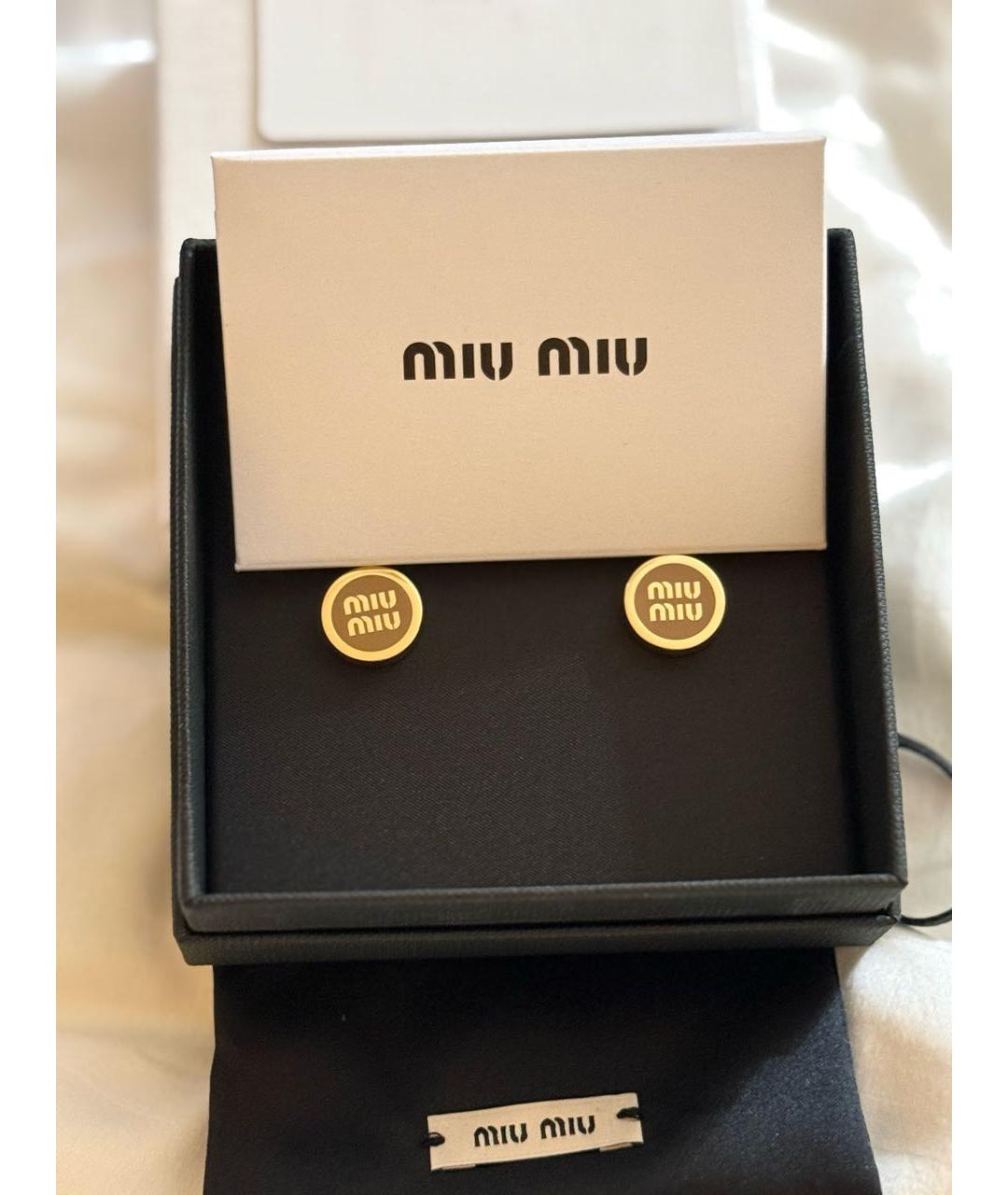 MIU MIU Коричневые металлические серьги, фото 5