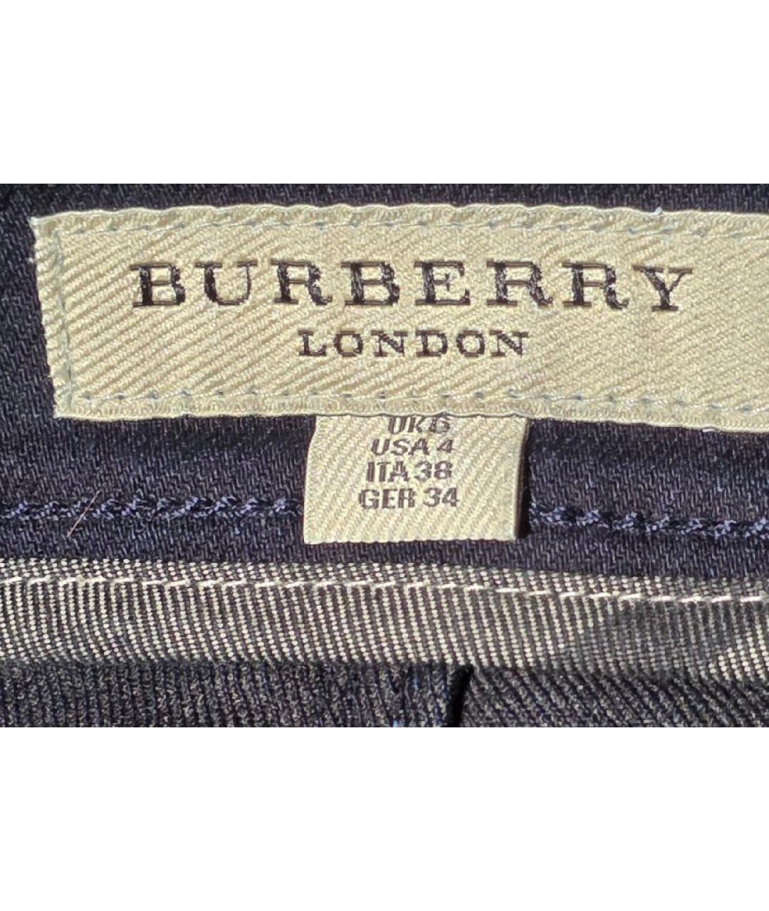 BURBERRY Темно-синяя хлопковая юбка миди, фото 3