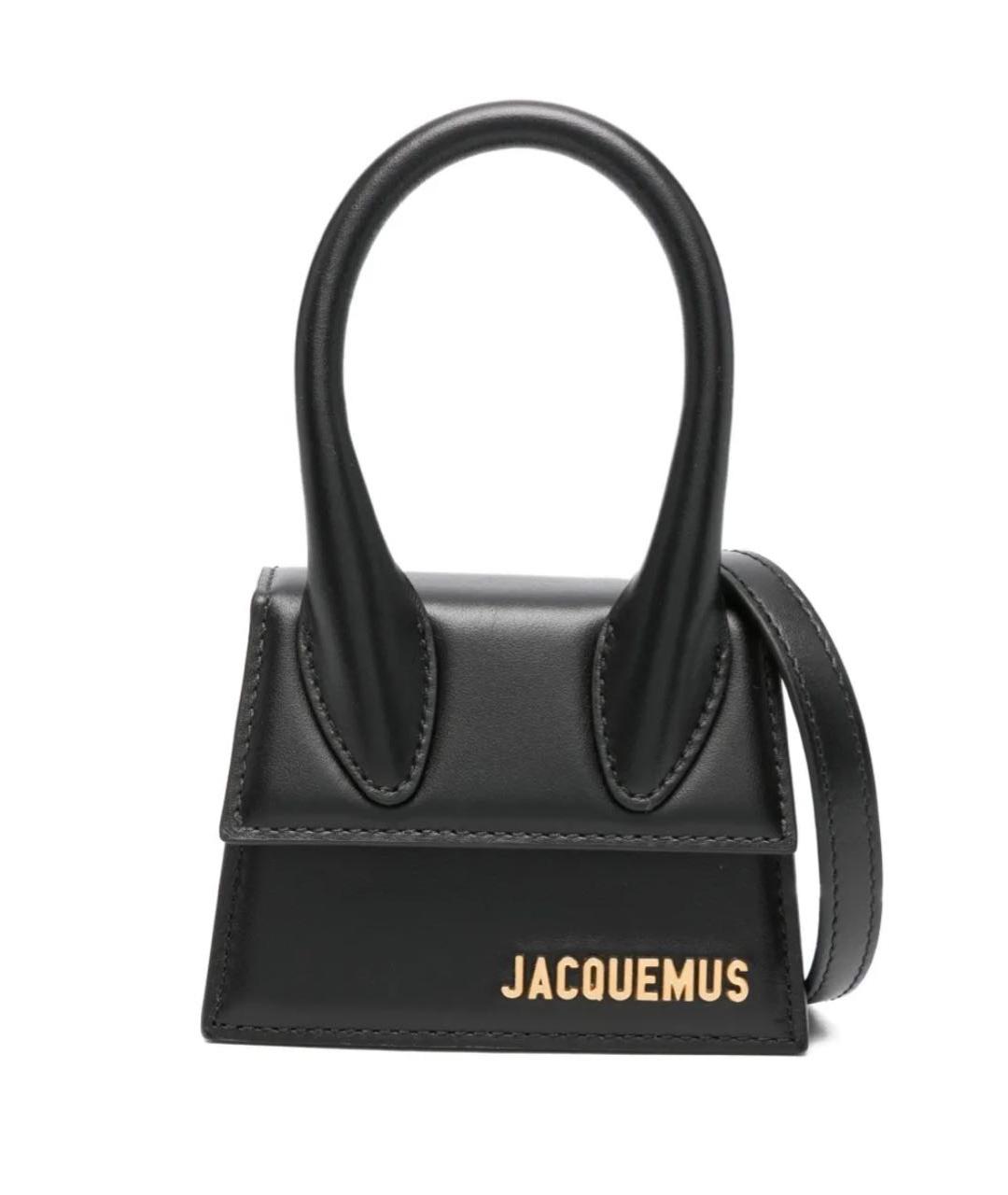 JACQUEMUS Черная кожаная сумка с короткими ручками, фото 1