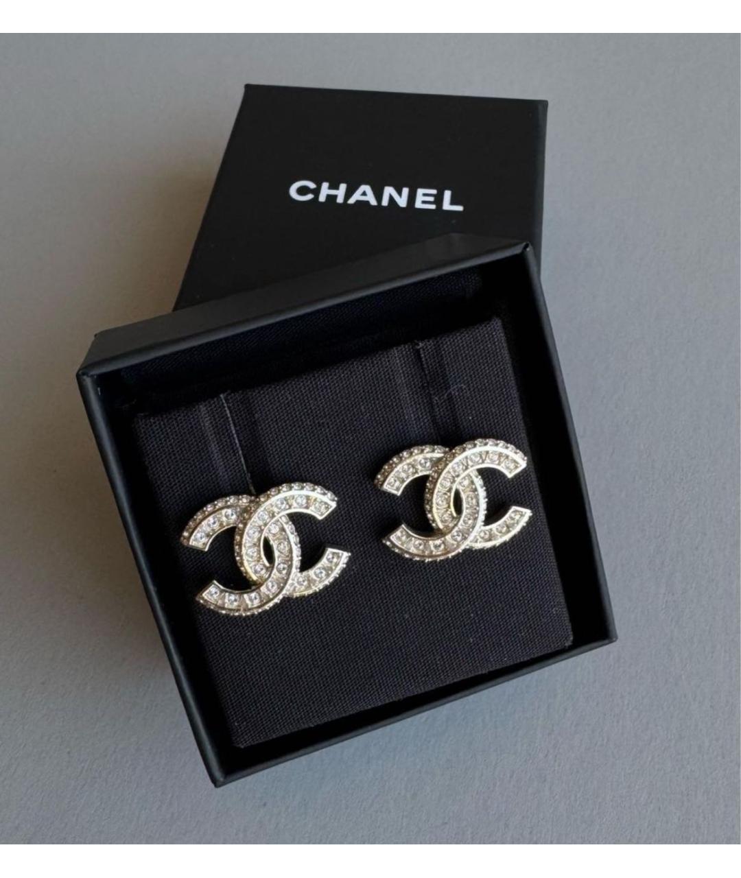 CHANEL Золотые латунные серьги, фото 2