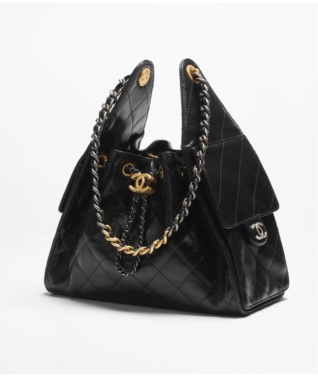 CHANEL Черная сумка через плечо из лакированной кожи, фото 4