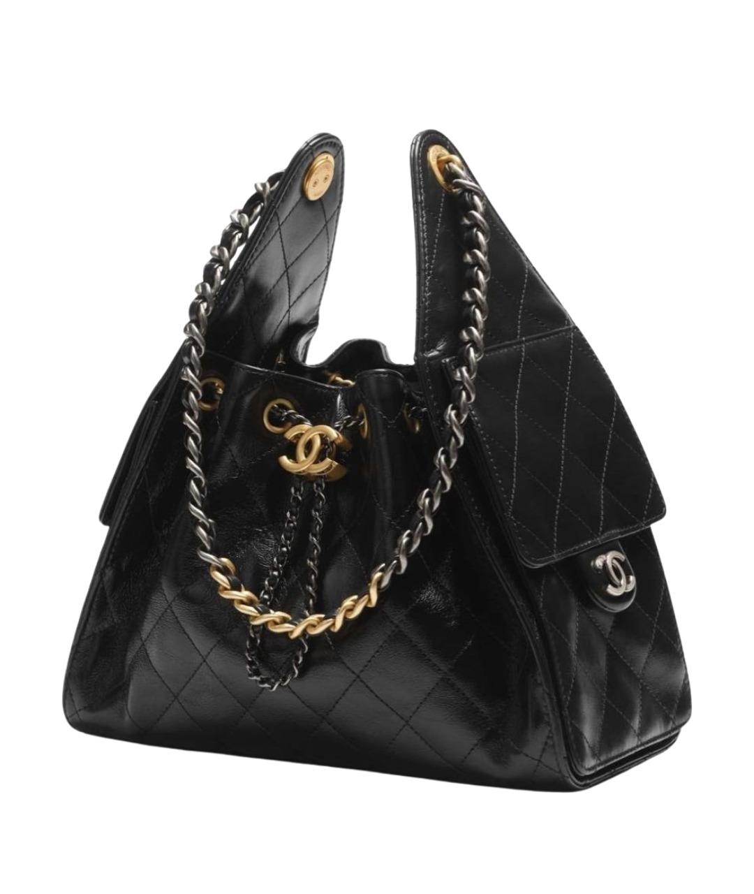 CHANEL Черная сумка через плечо из лакированной кожи, фото 1