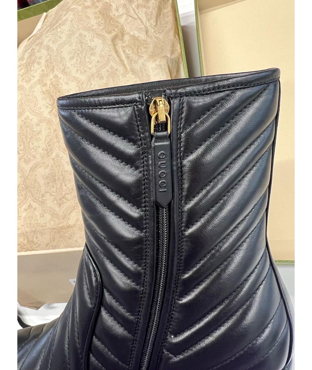 GUCCI Черные кожаные ботильоны, фото 5