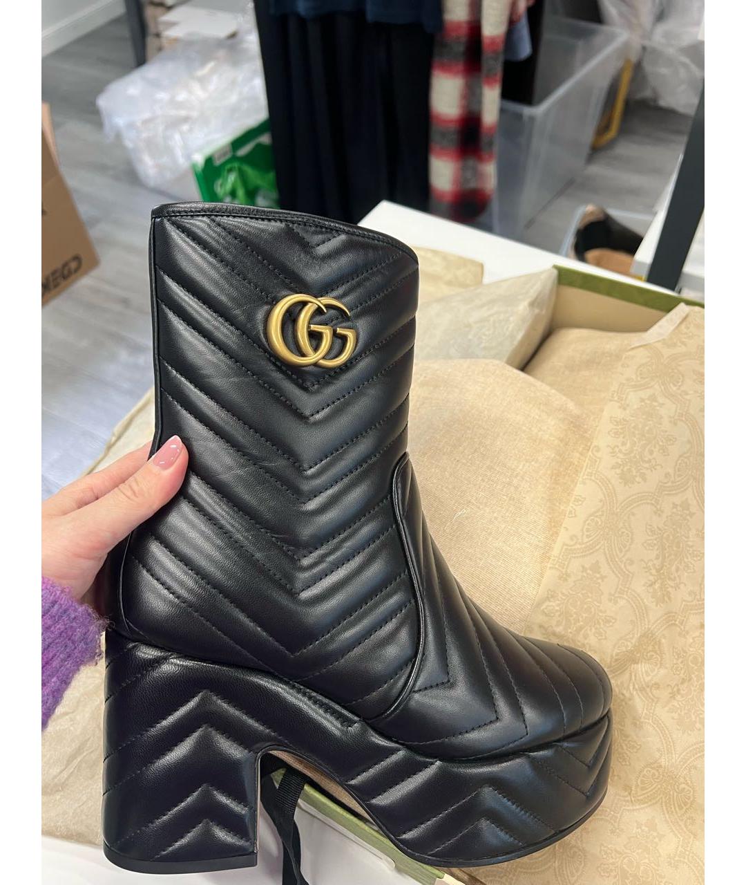 GUCCI Черные кожаные ботильоны, фото 8