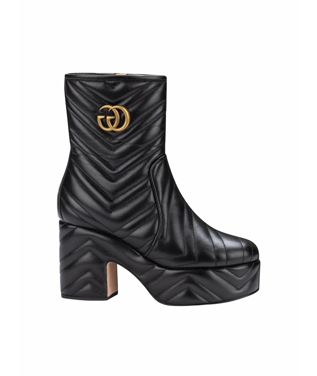 GUCCI Черные кожаные ботильоны, фото 1