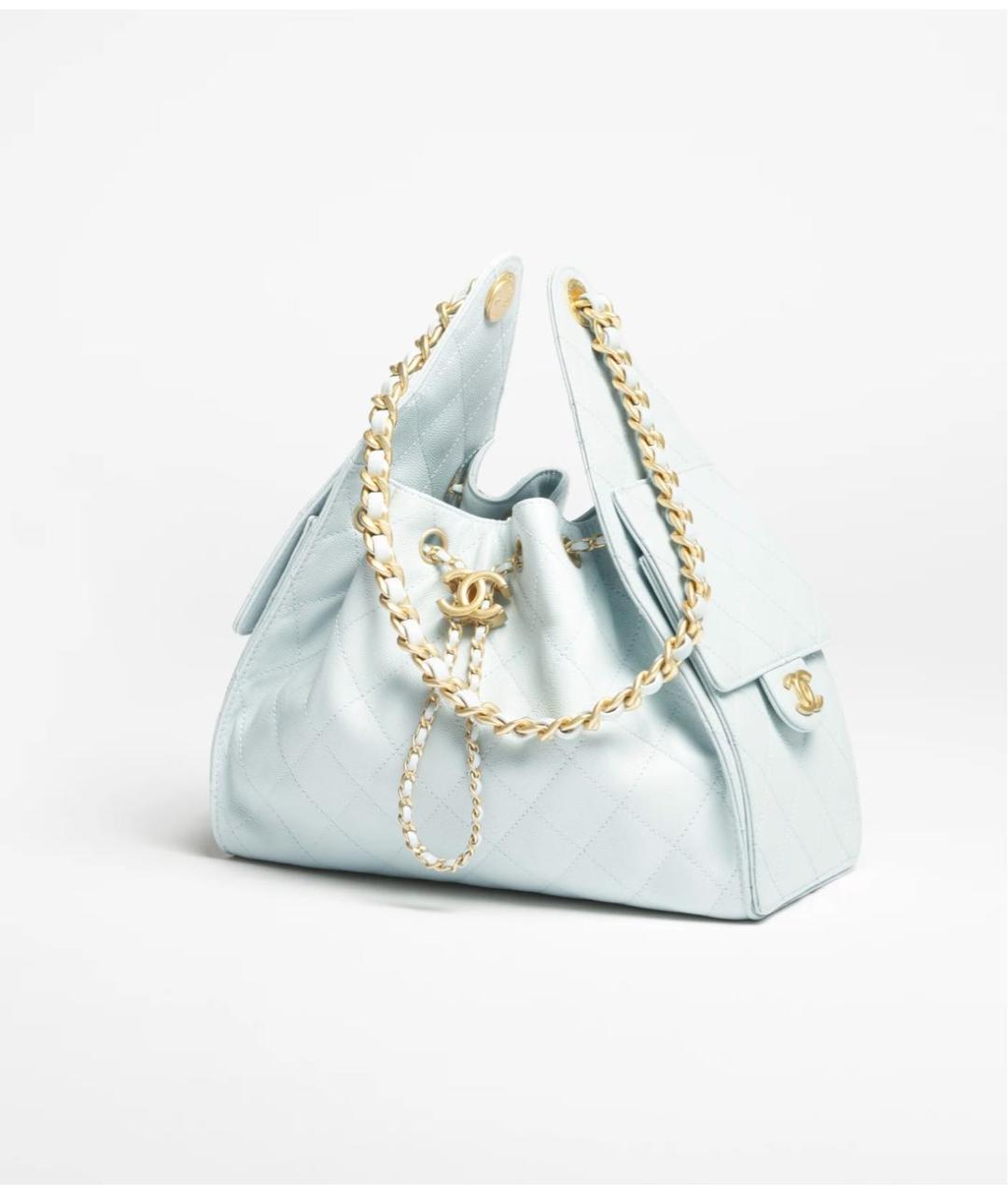 CHANEL Голубая кожаная сумка через плечо, фото 4