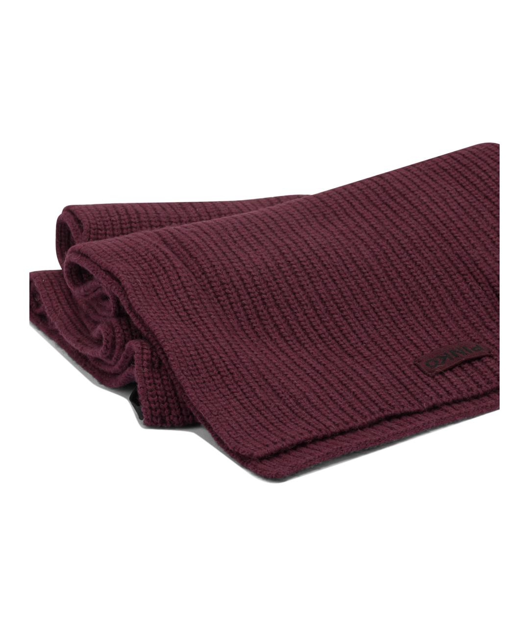 PINKO Бордовый шерстяной шарф, фото 2