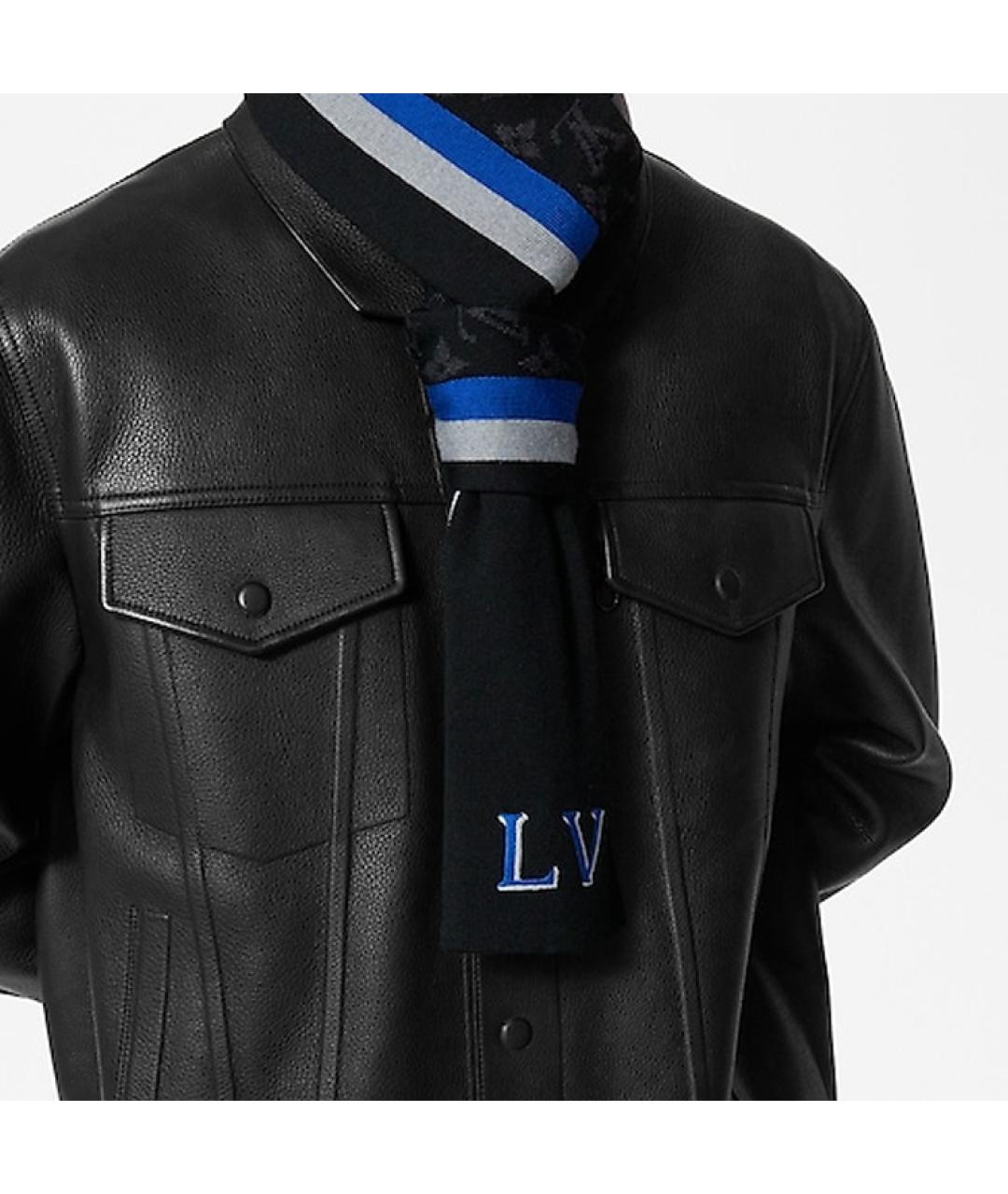 LOUIS VUITTON Черный шерстяной шарф, фото 4