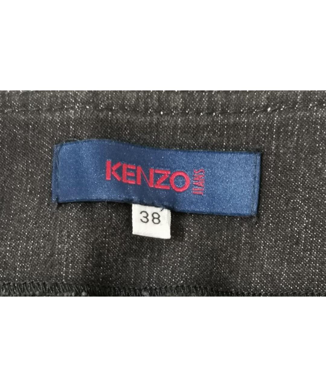 KENZO Черная хлопко-эластановая юбка миди, фото 3