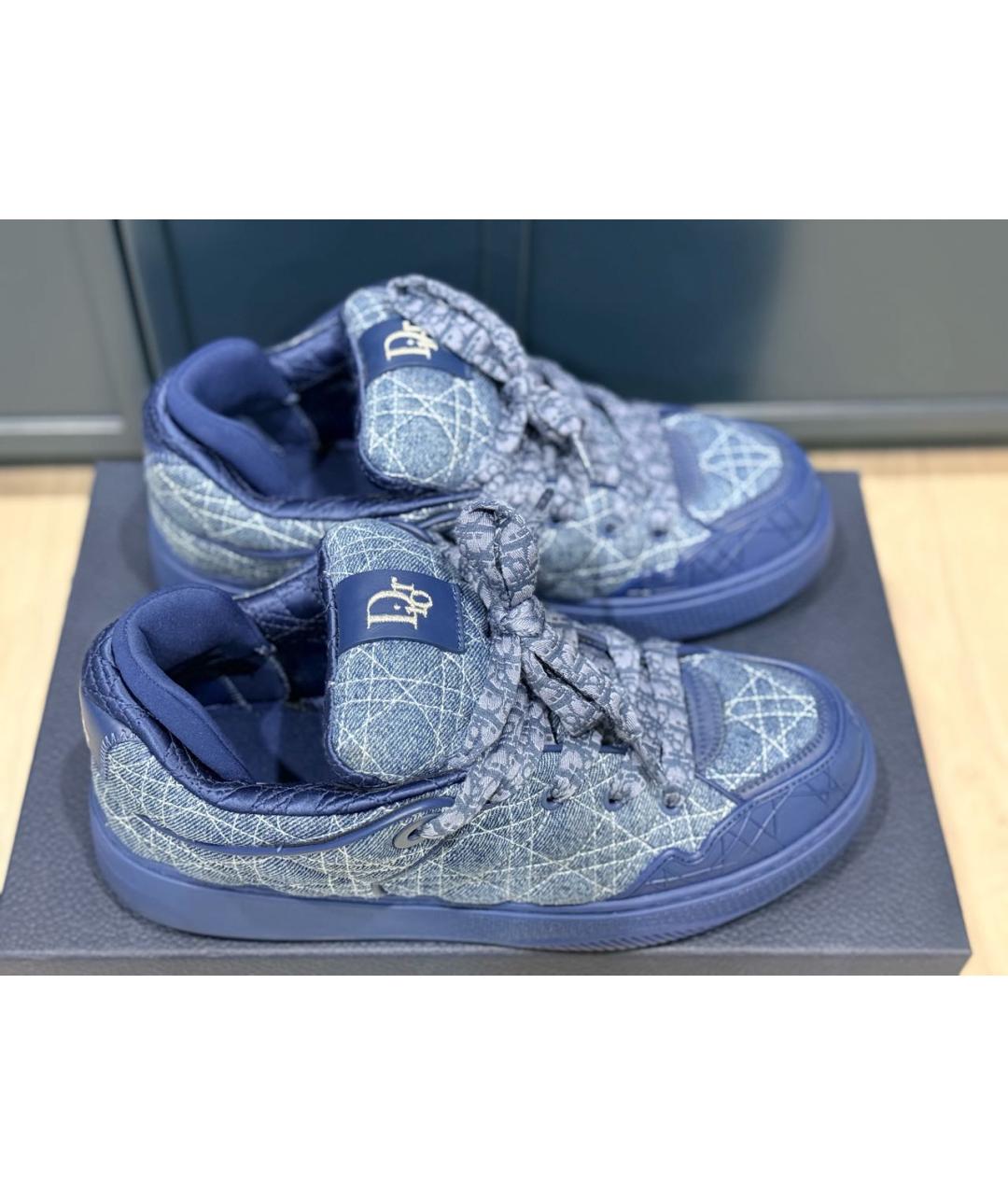 CHRISTIAN DIOR Синие текстильные низкие кроссовки / кеды, фото 2