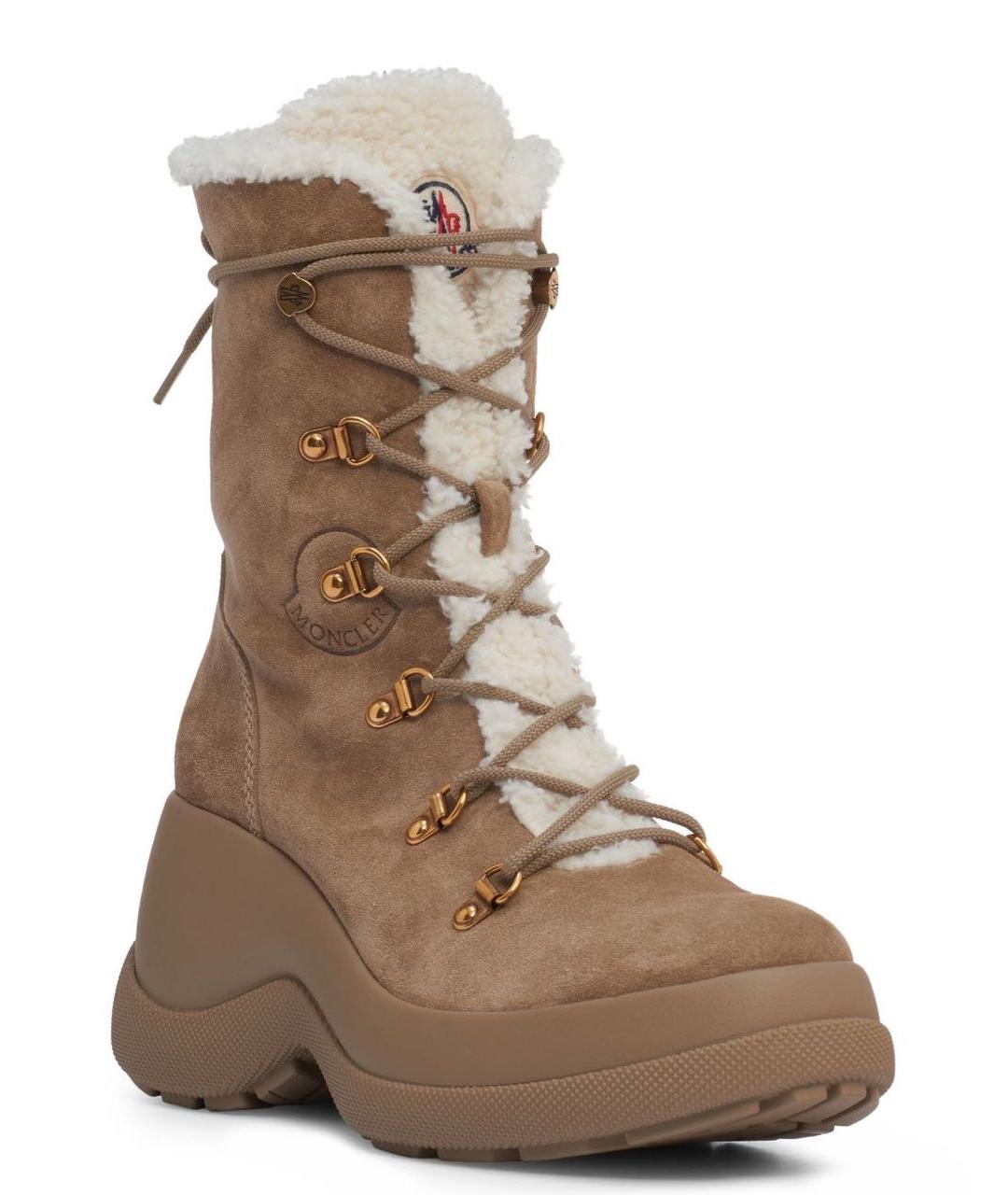 MONCLER Коричневые замшевые ботинки, фото 3