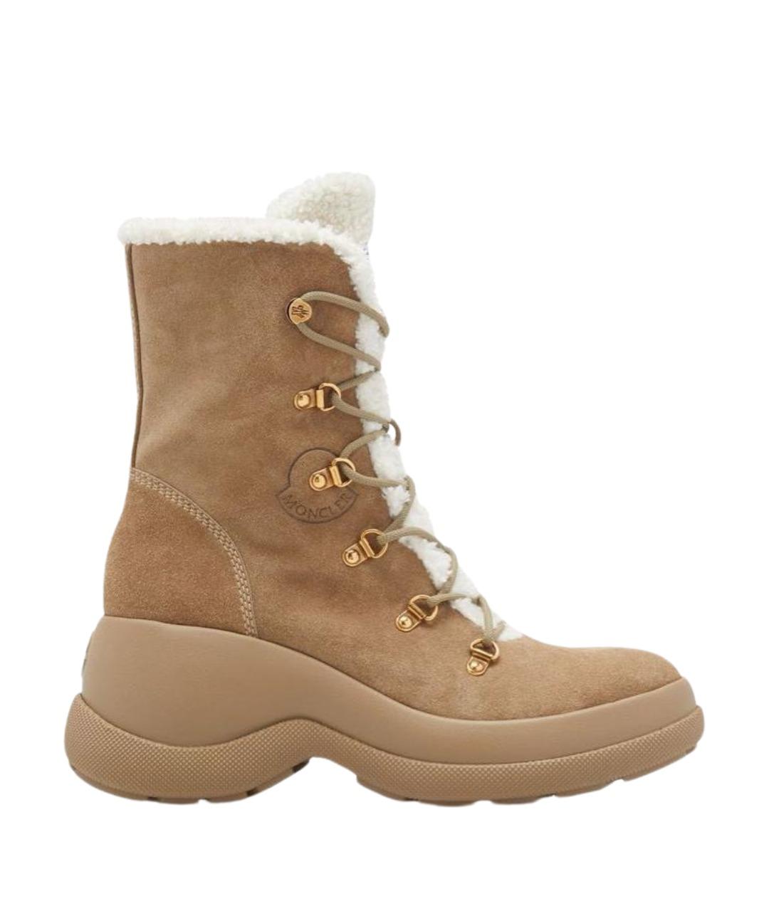 MONCLER Коричневые замшевые ботинки, фото 1