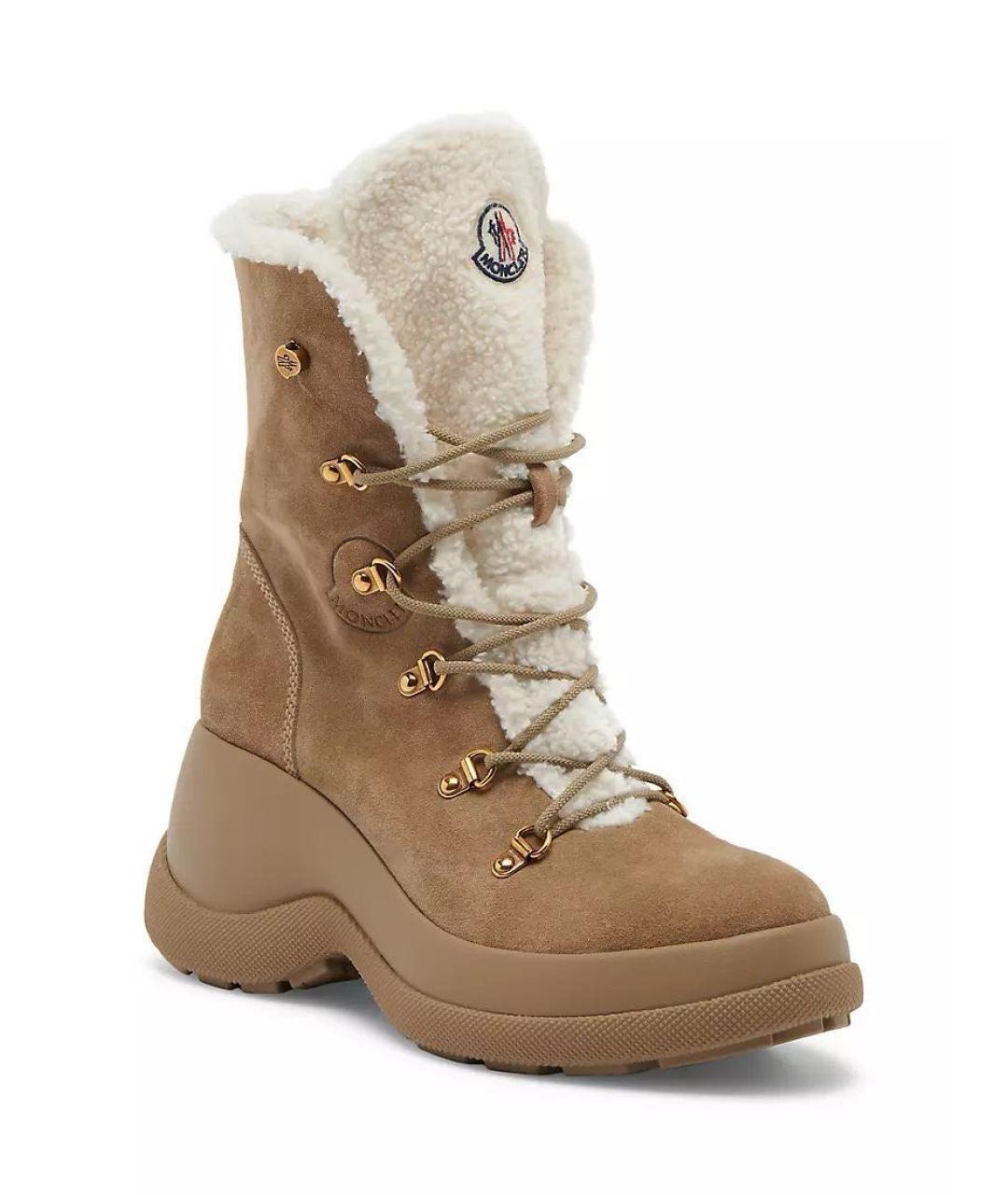 MONCLER Коричневые замшевые ботинки, фото 2