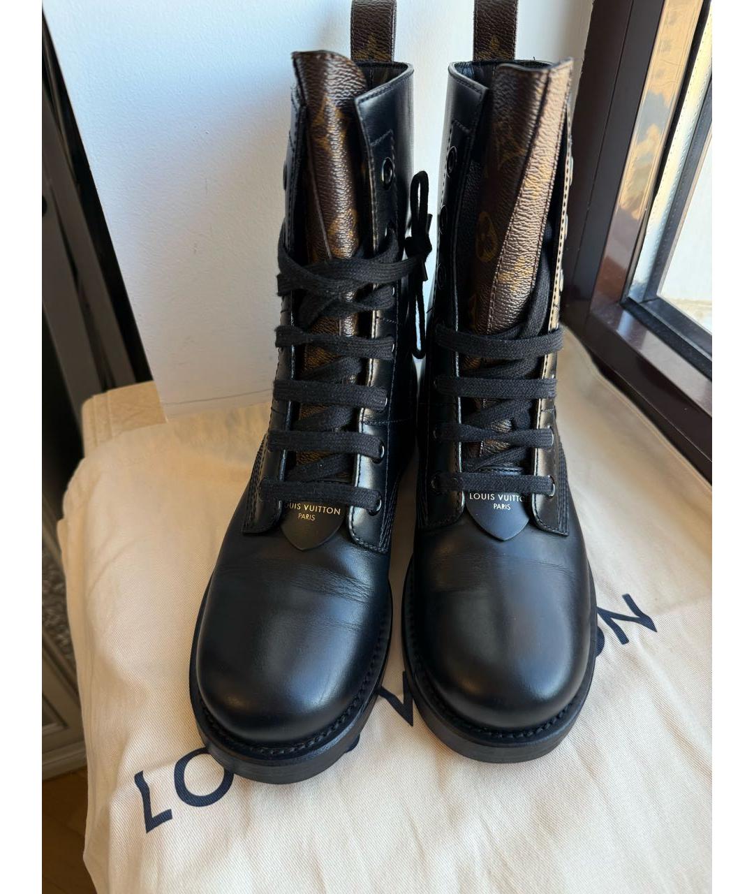 LOUIS VUITTON Черные кожаные ботинки, фото 2