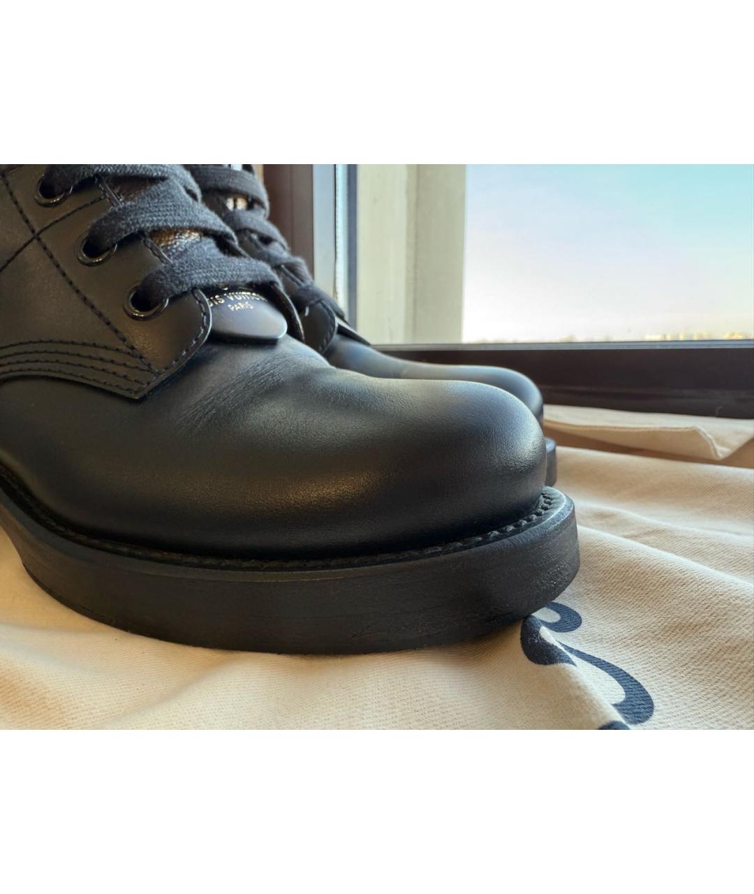 LOUIS VUITTON Черные кожаные ботинки, фото 3