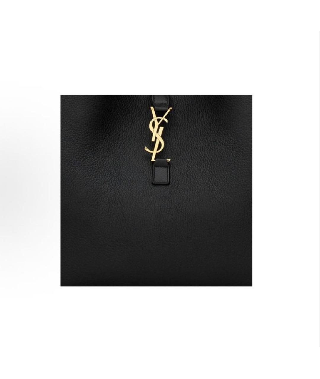 SAINT LAURENT Черная кожаная сумка тоут, фото 6