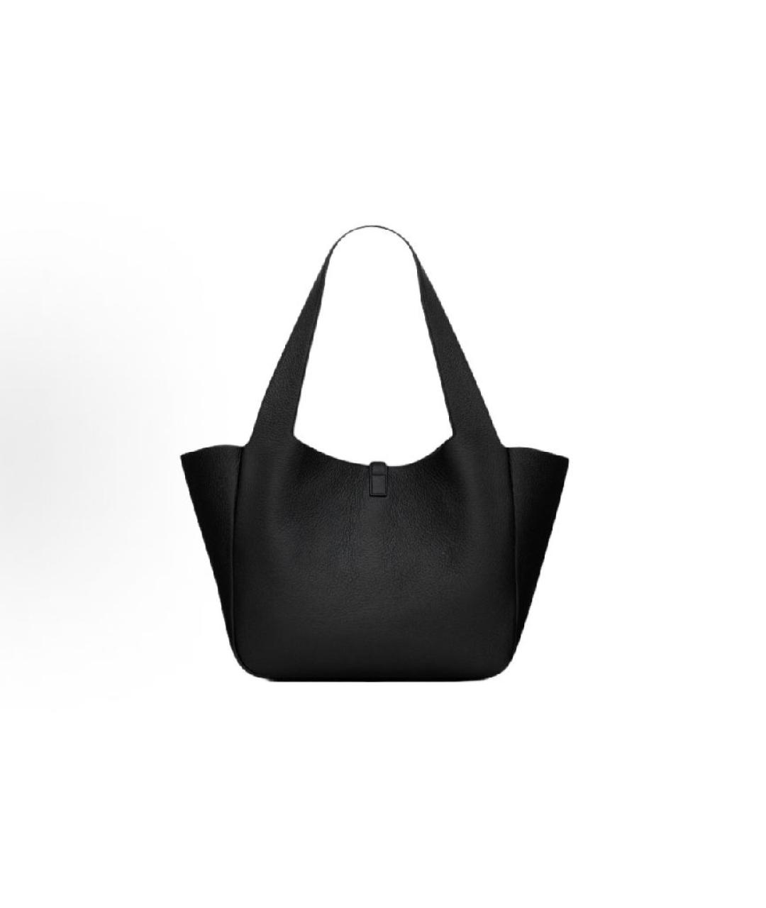 SAINT LAURENT Черная кожаная сумка тоут, фото 5