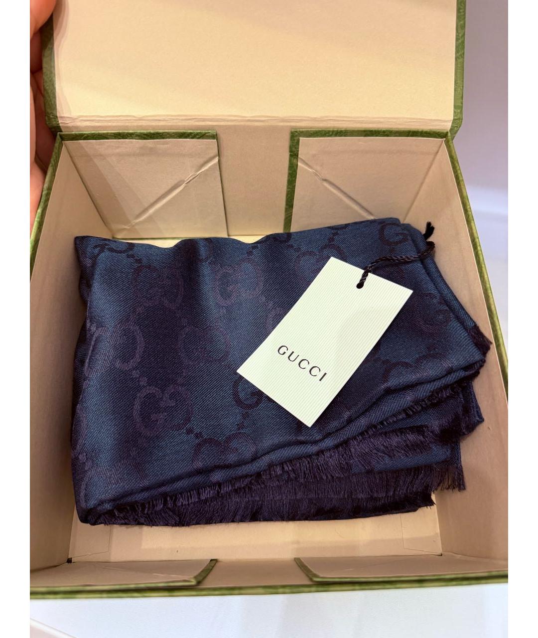 GUCCI Темно-синий шарф, фото 5