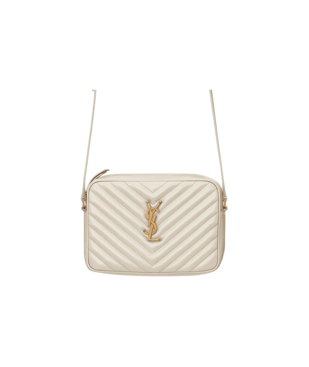 SAINT LAURENT Бежевая кожаная сумка через плечо, фото 2