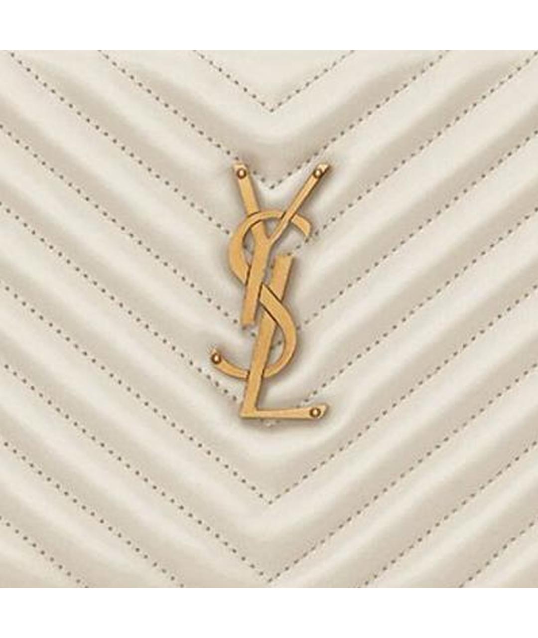 SAINT LAURENT Бежевая кожаная сумка через плечо, фото 4