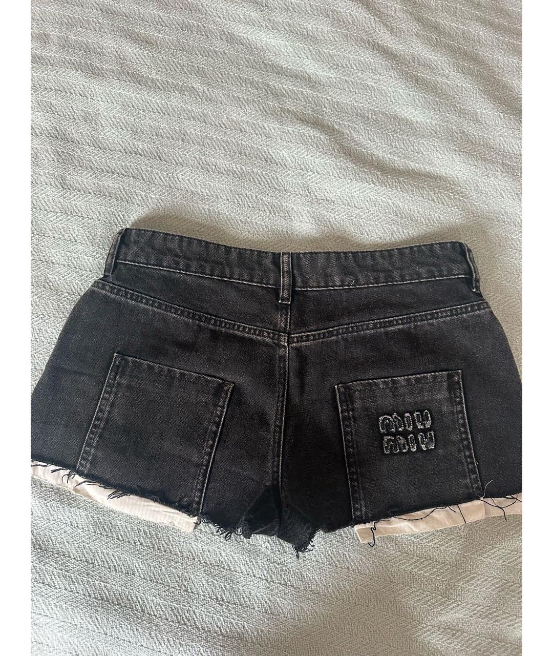 MIU MIU Черные деним шорты, фото 2