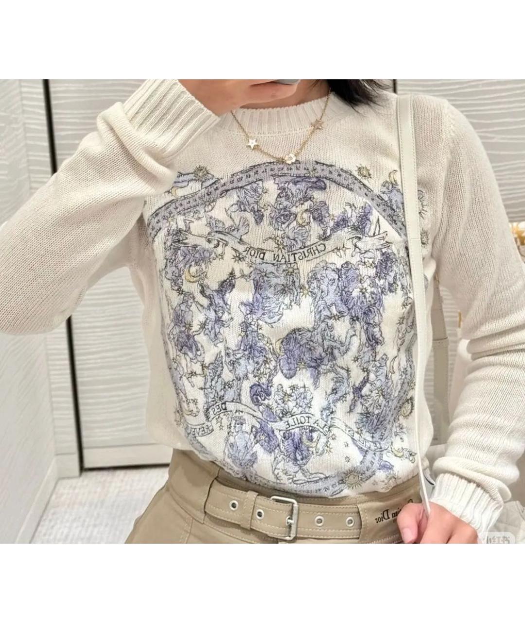 CHRISTIAN DIOR Белый кашемировый джемпер / свитер, фото 3