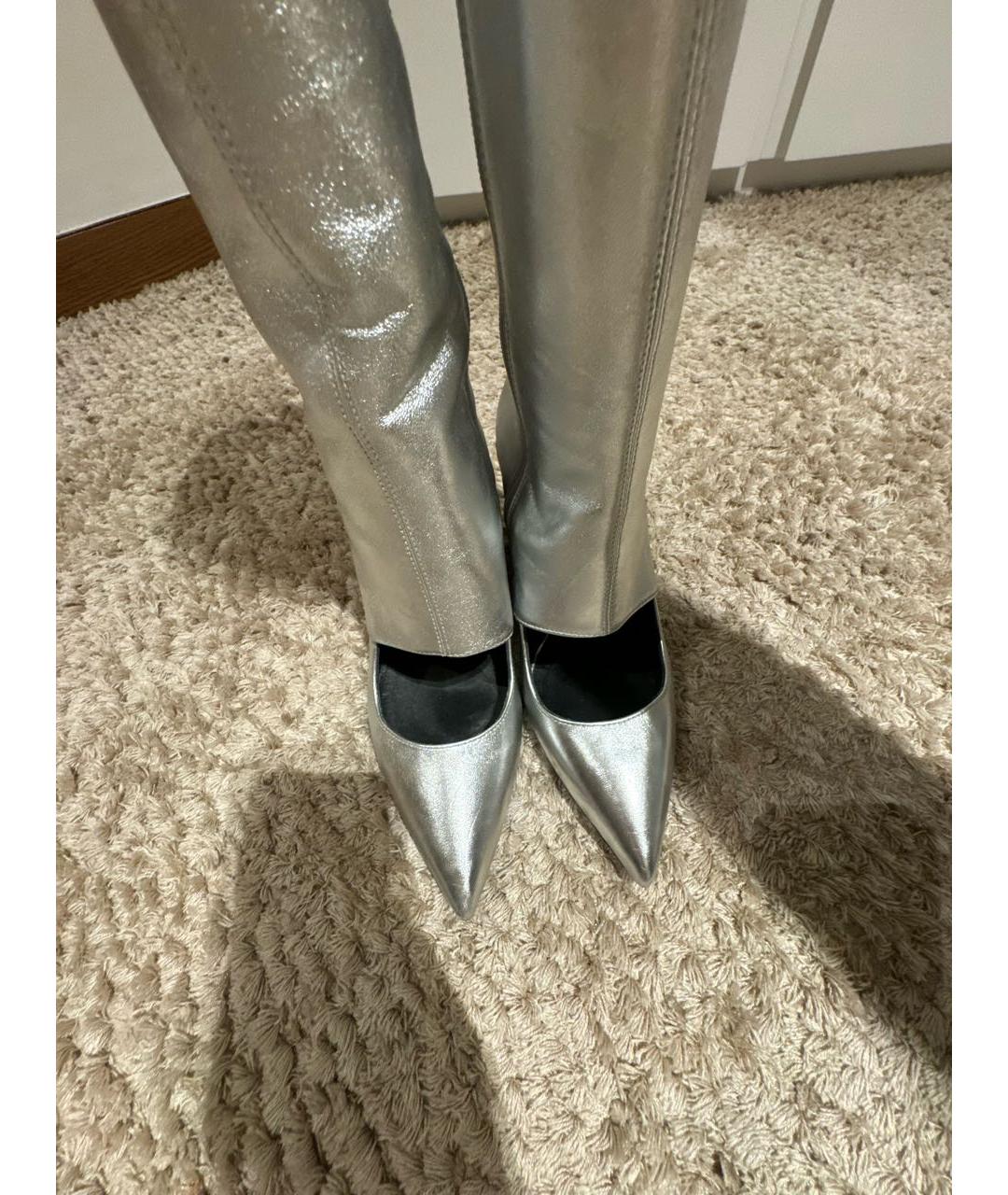 J.W.ANDERSON Серебряные кожаные сапоги, фото 3