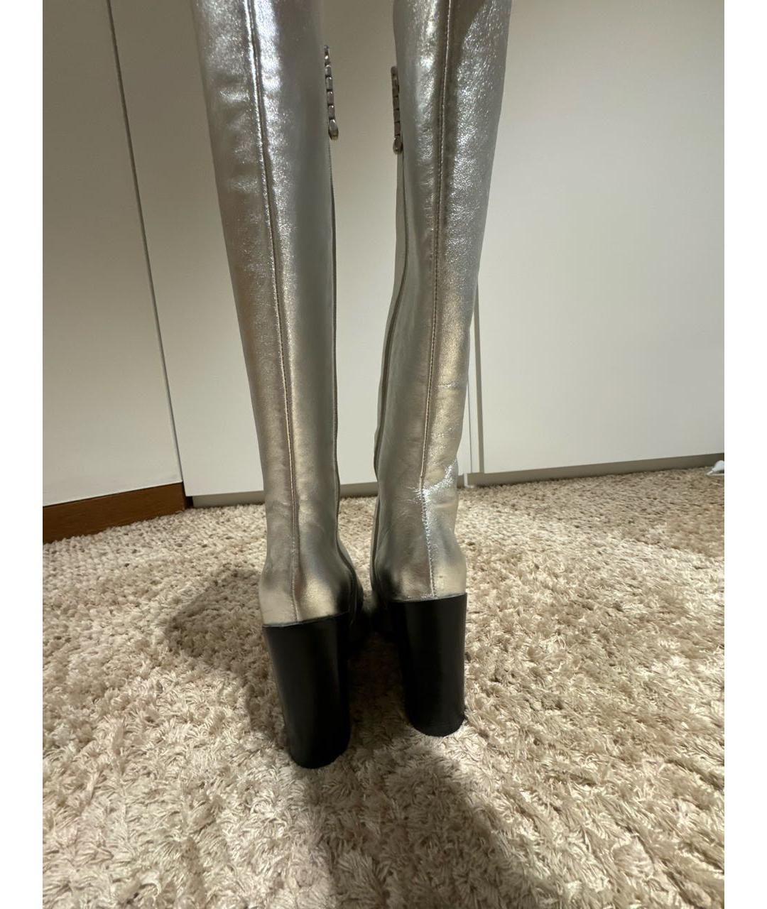 J.W.ANDERSON Серебряные кожаные сапоги, фото 4