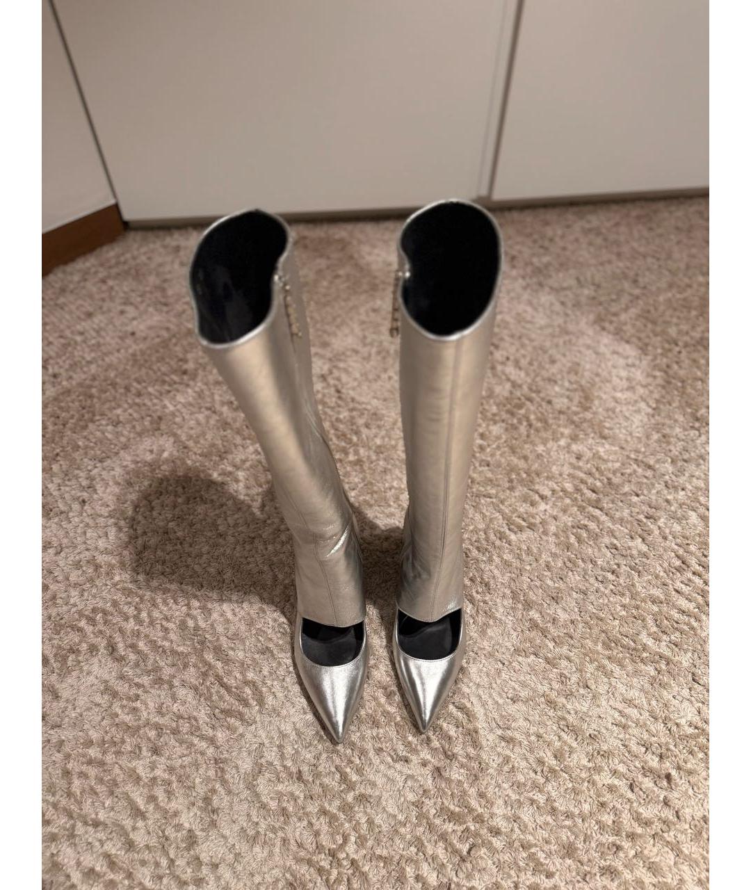 J.W.ANDERSON Серебряные кожаные сапоги, фото 2