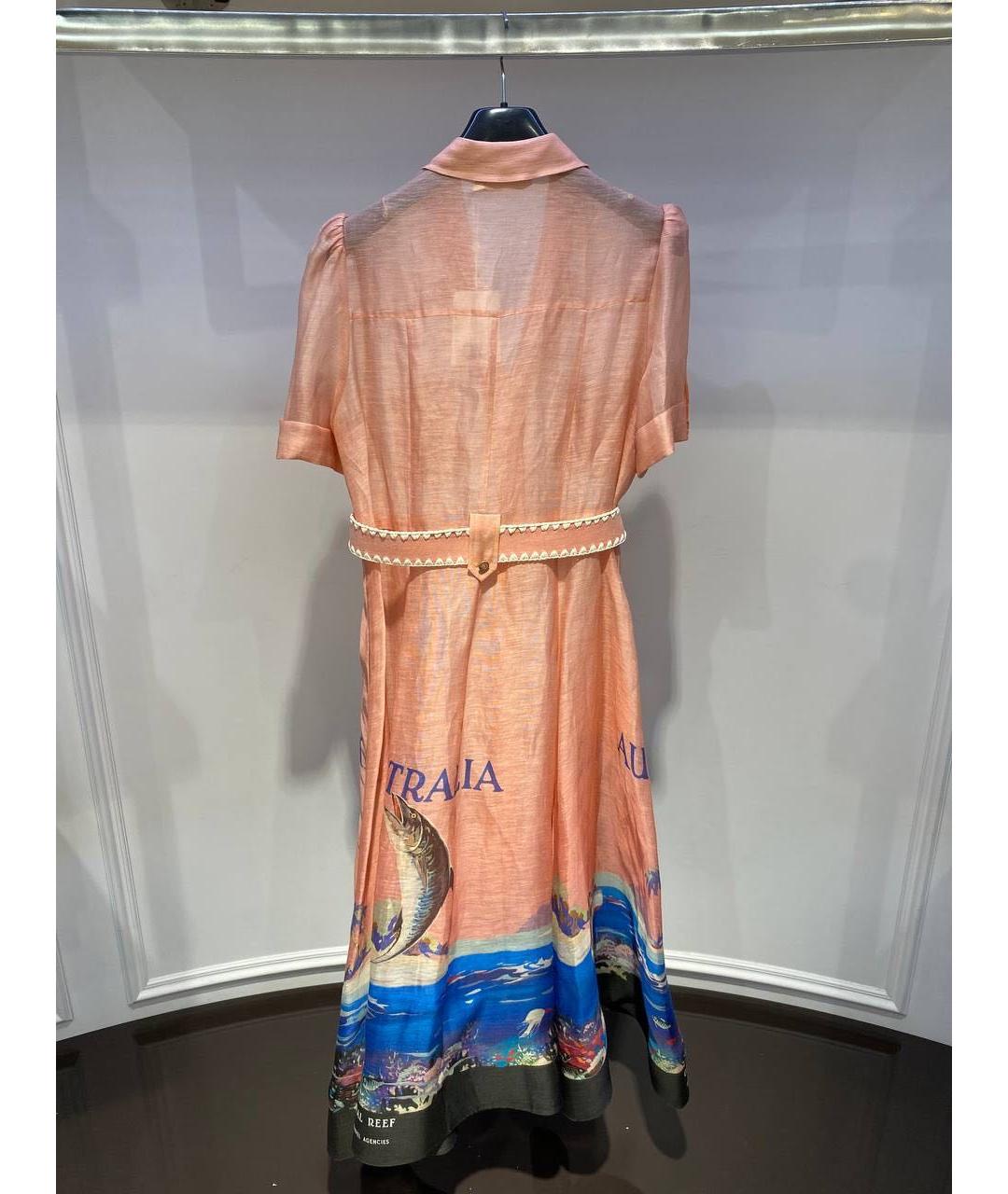 ZIMMERMANN Коралловое льняное повседневное платье, фото 4
