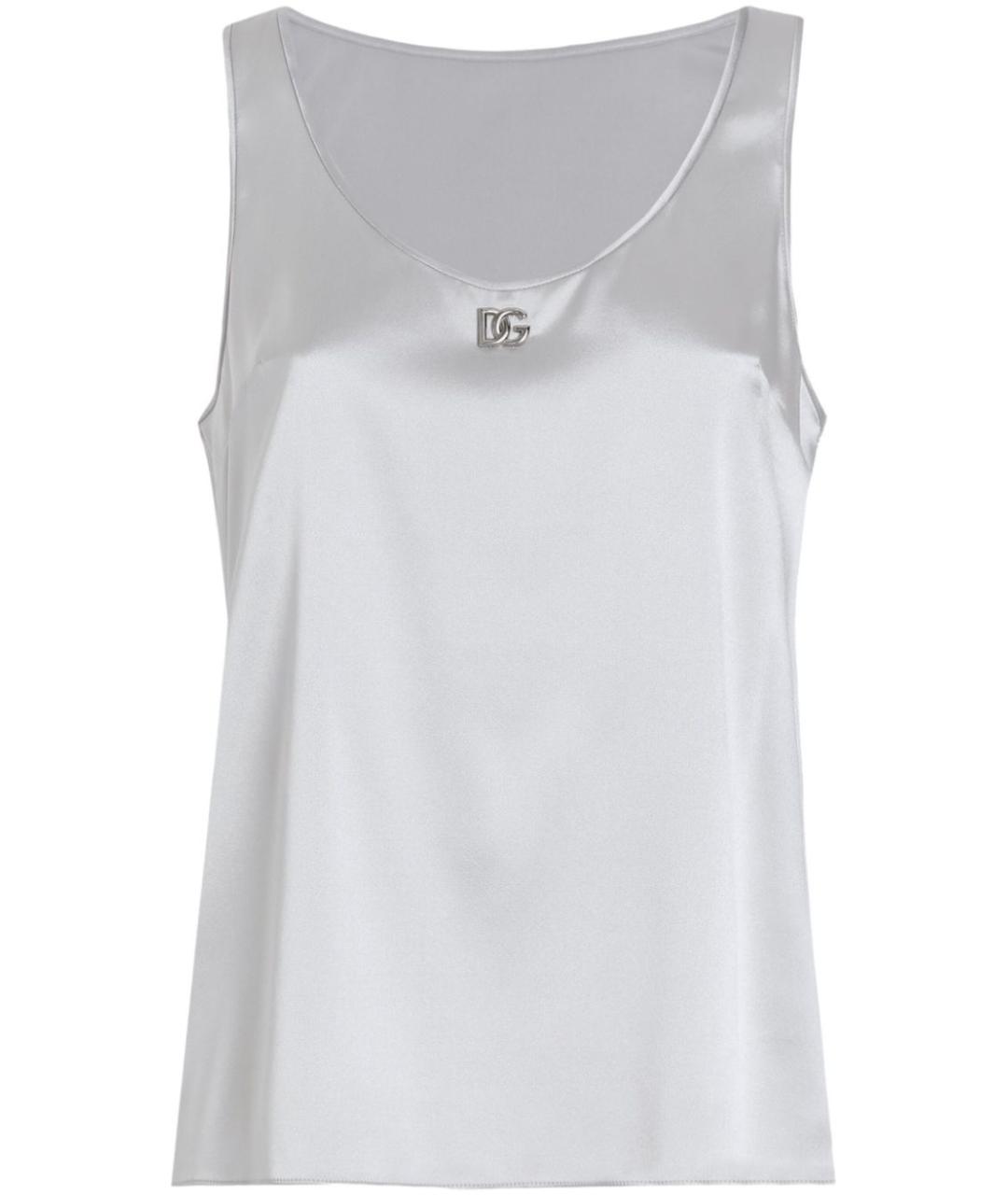 DOLCE&GABBANA Серая шелковая майка, фото 1