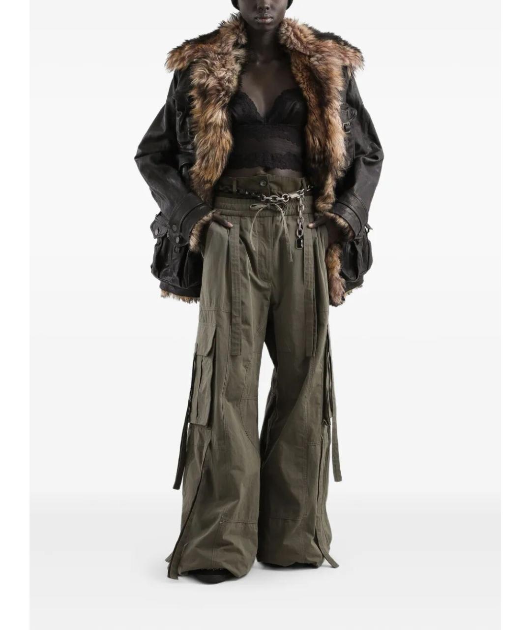 DOLCE&GABBANA Зеленые хлопковые прямые брюки, фото 2