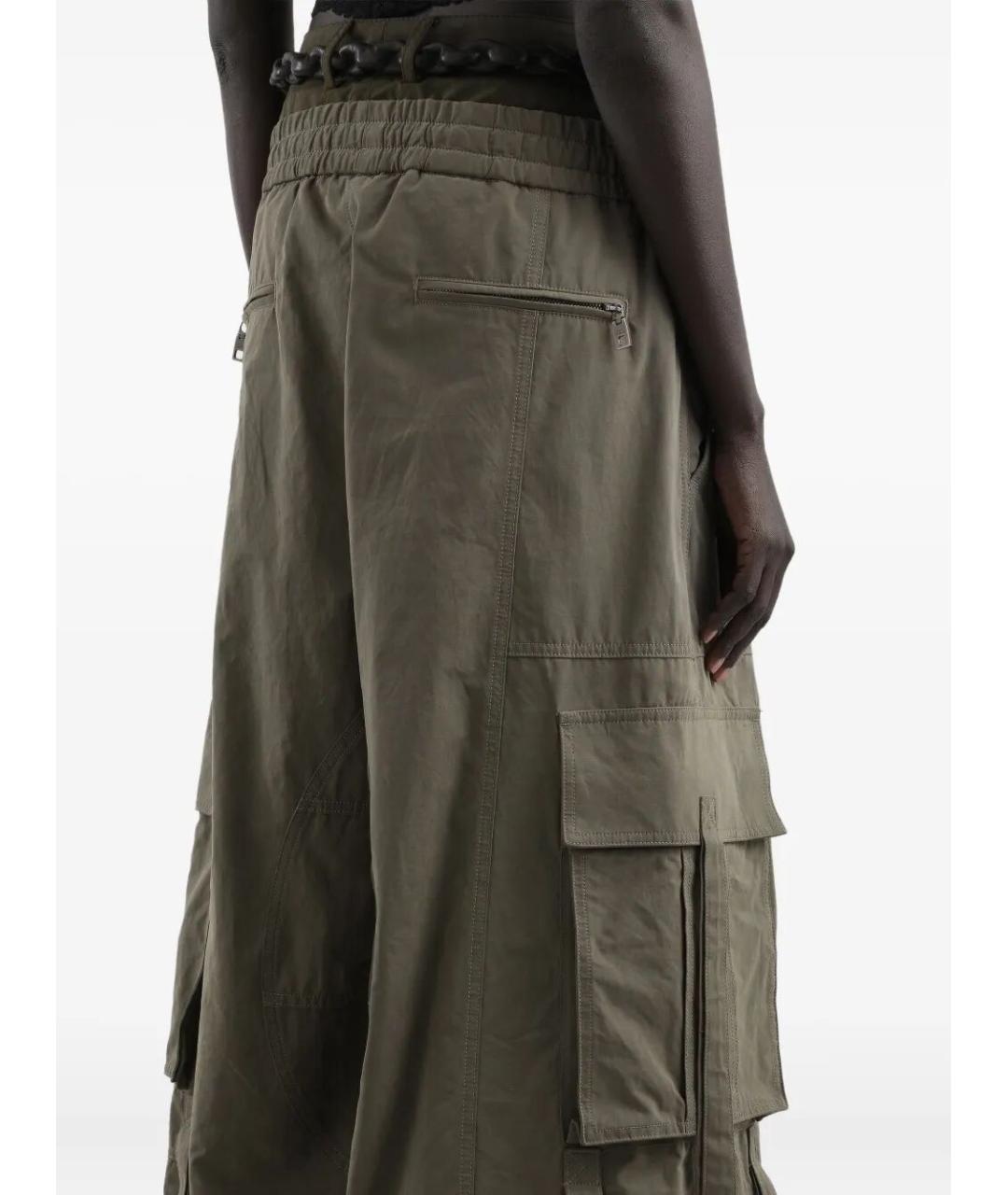 DOLCE&GABBANA Зеленые хлопковые прямые брюки, фото 4