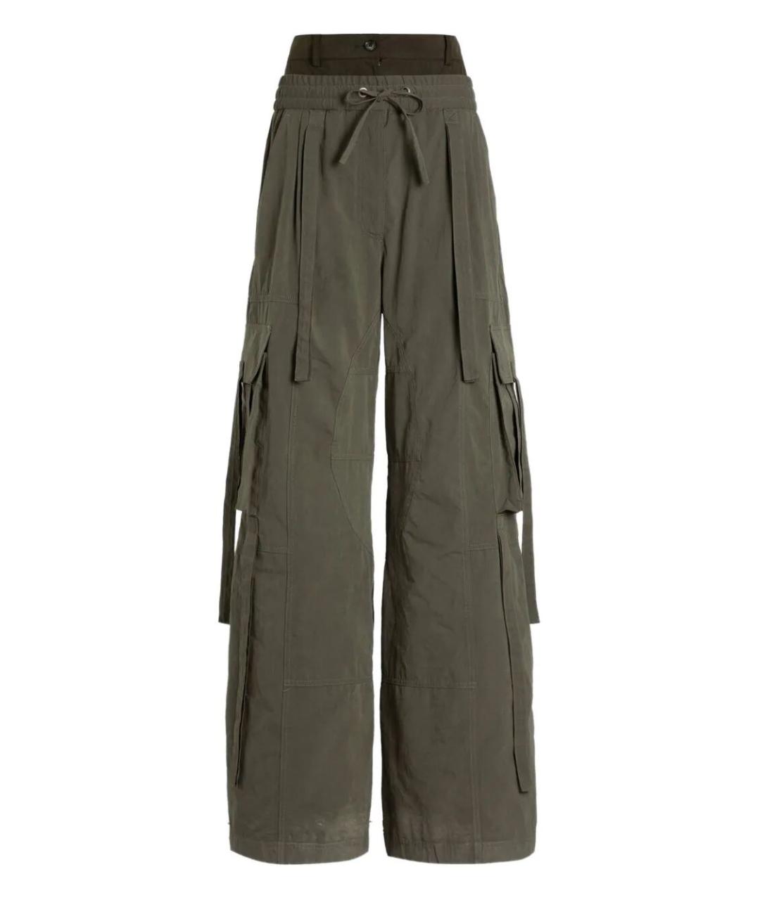 DOLCE&GABBANA Зеленые хлопковые прямые брюки, фото 1