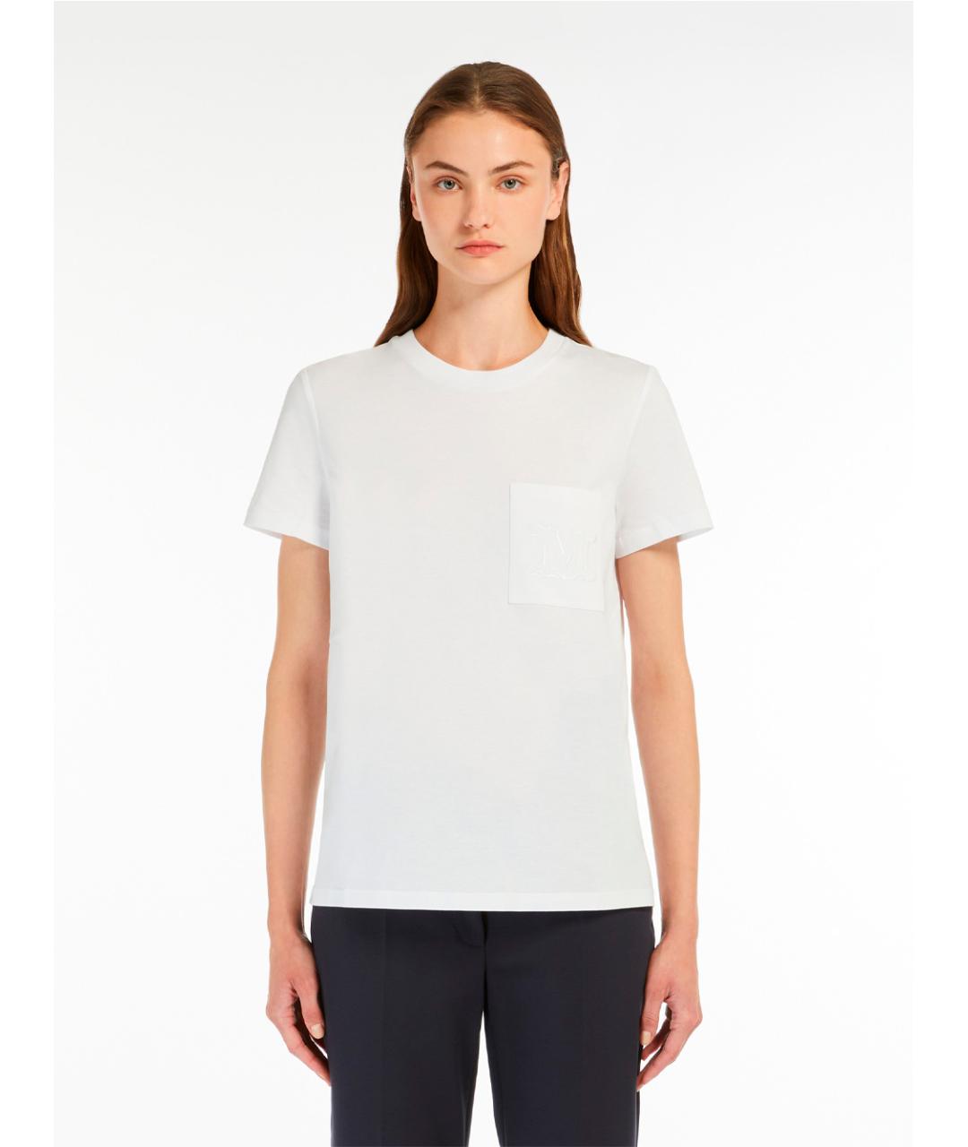 MAX MARA Белая хлопковая футболка, фото 3