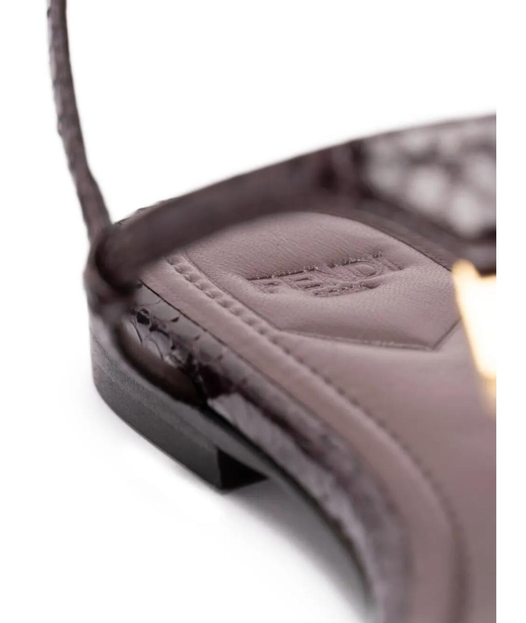 FENDI Бордовые сандалии из экзотической кожи, фото 6