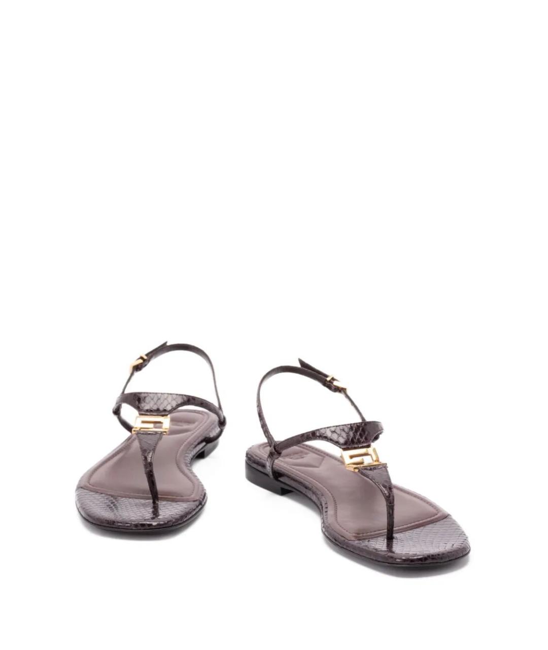 FENDI Бордовые сандалии из экзотической кожи, фото 5