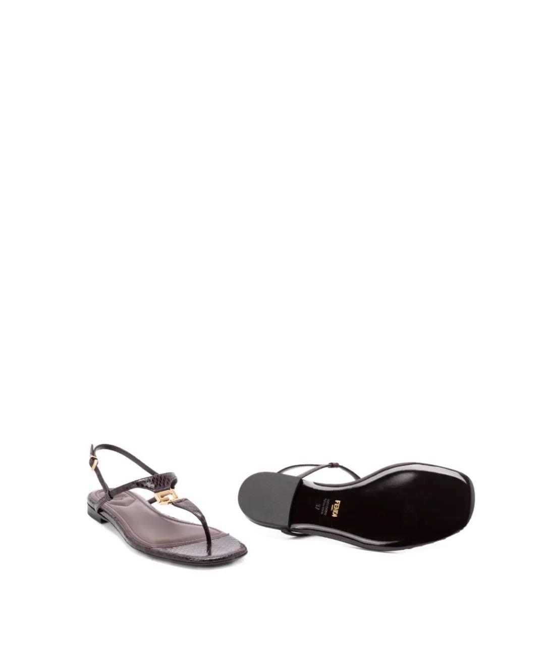 FENDI Бордовые сандалии из экзотической кожи, фото 2