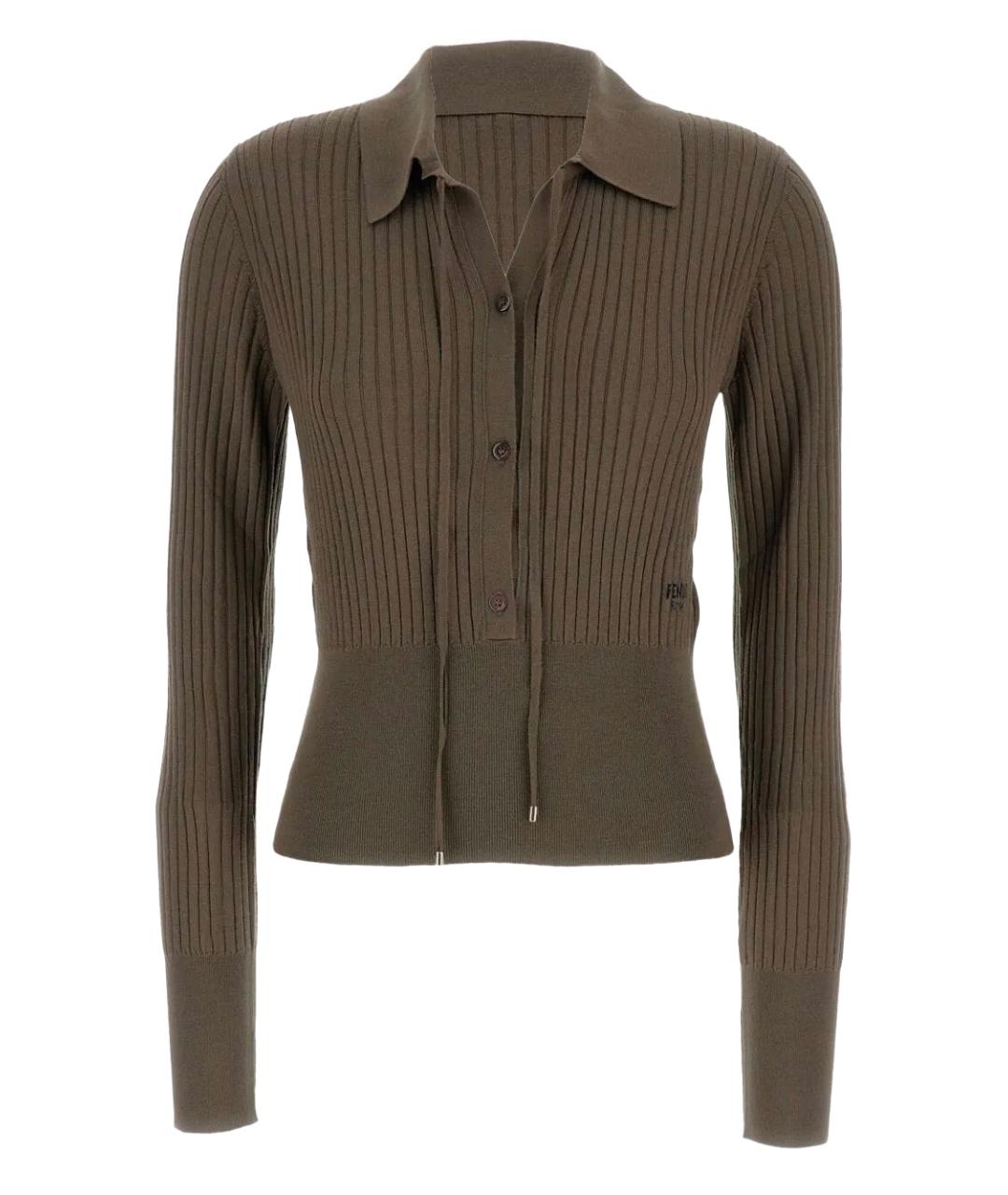 FENDI Коричневый шерстяной джемпер / свитер, фото 1