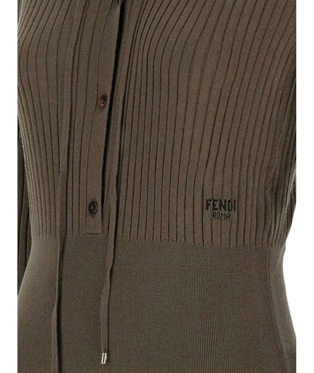 FENDI Коричневый шерстяной джемпер / свитер, фото 3