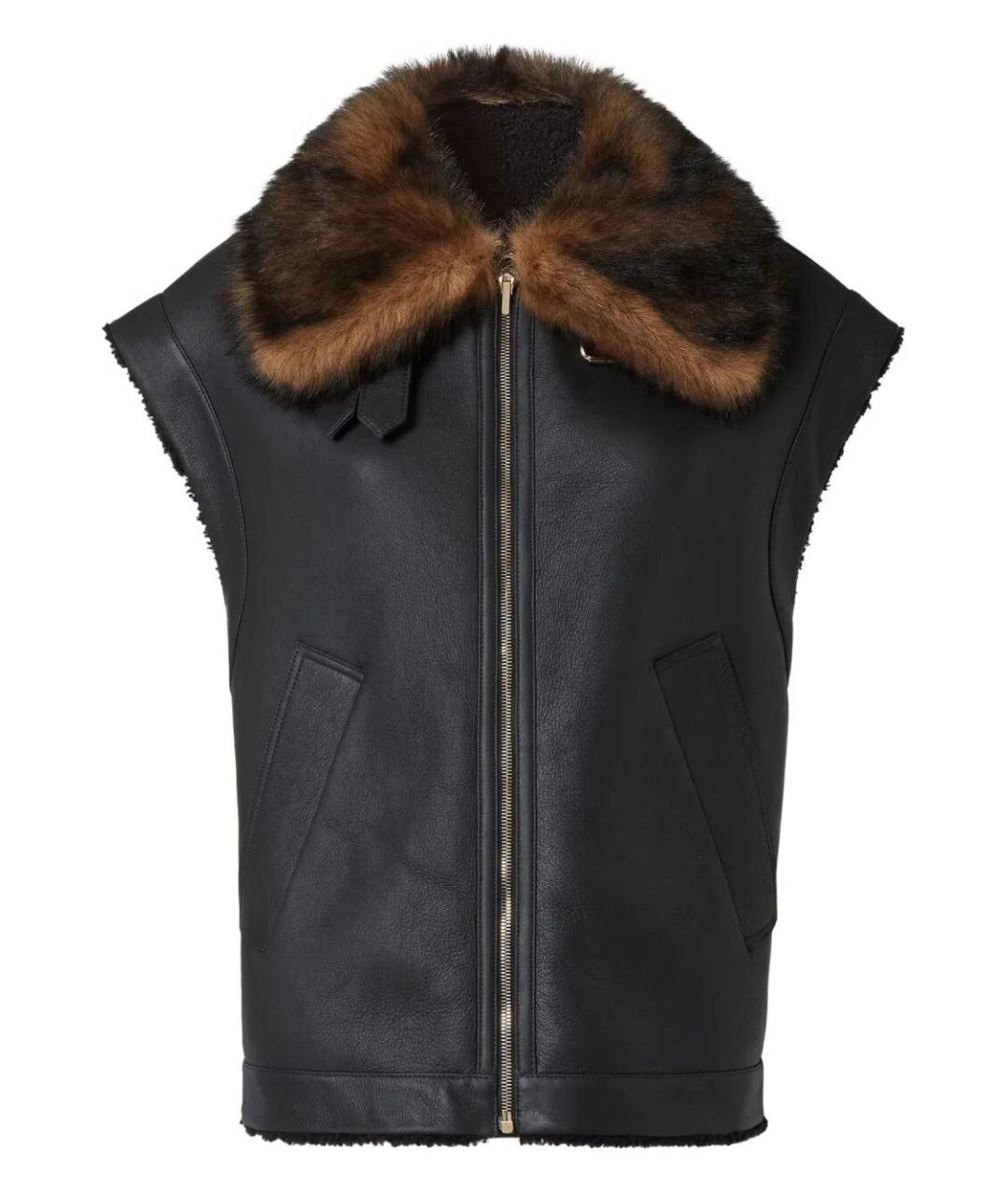 FENDI Черная кожаная жилетка, фото 1