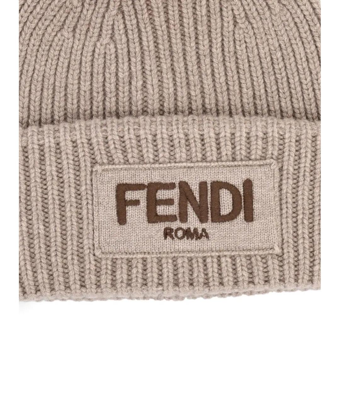 FENDI Бежевая шерстяная шапка, фото 3