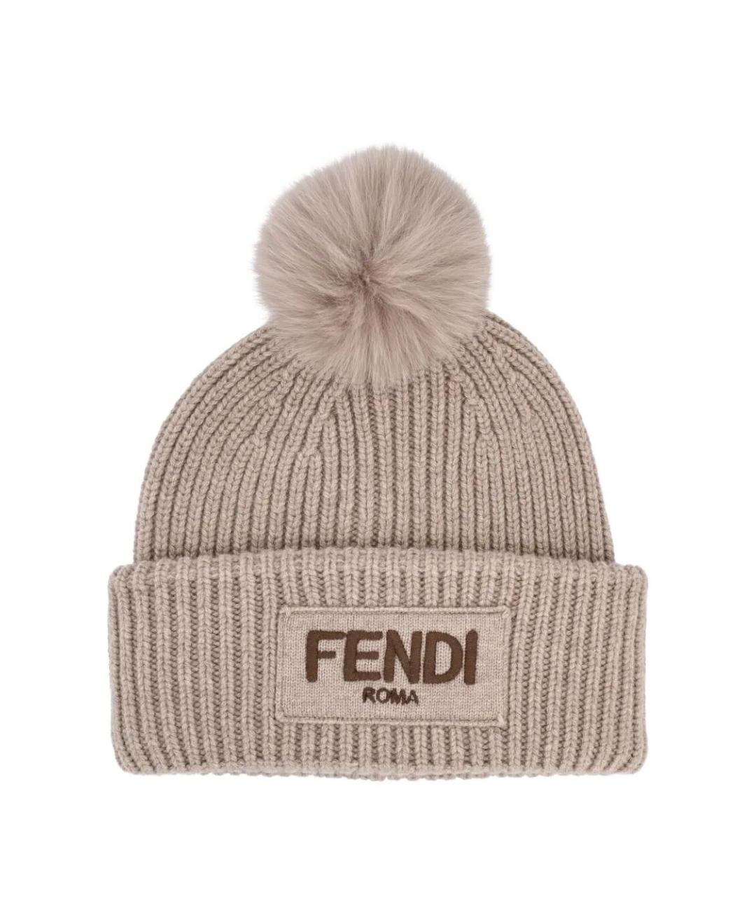 FENDI Бежевая шерстяная шапка, фото 1