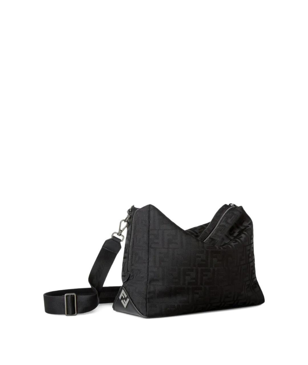 FENDI Черная жаккардовая сумка на плечо, фото 5