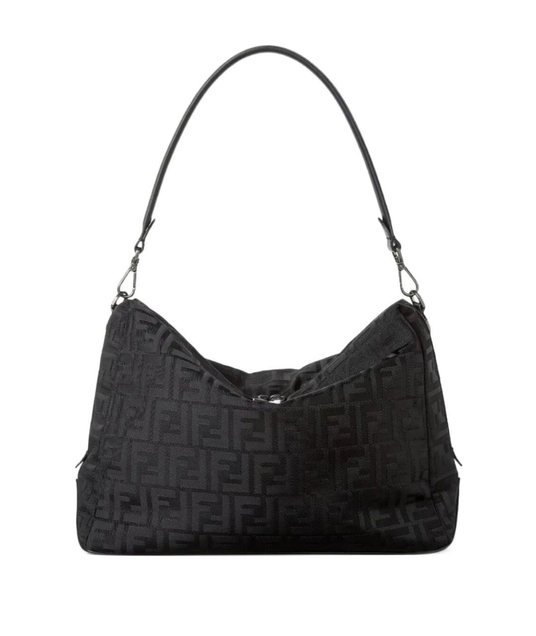 FENDI Черная жаккардовая сумка на плечо, фото 1